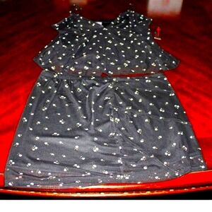 NWT No Boundaries Black Sparkle Dot 2-Piece Set - Cami & Mini Skirt - Size L